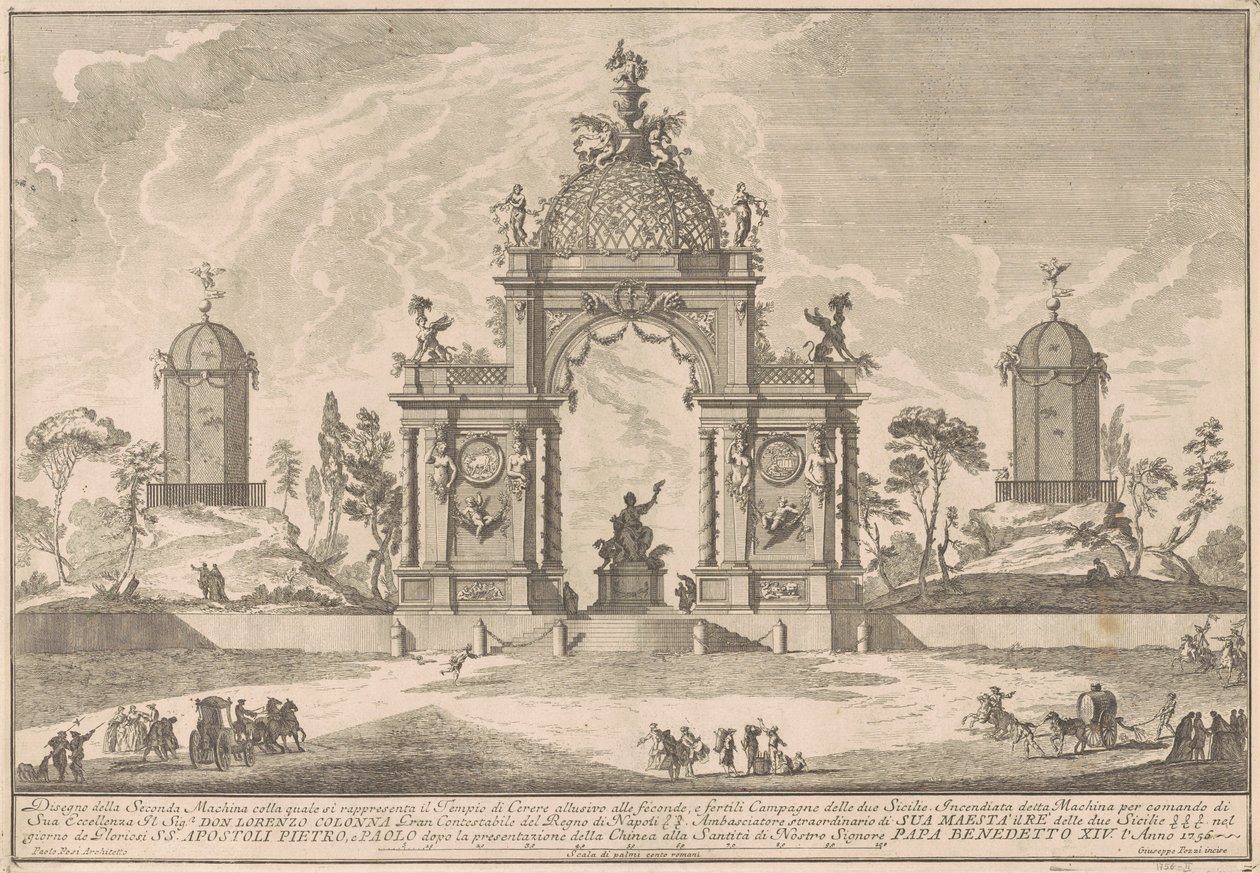 La Seconda Macchina pour la Chinea de 1756: Le Temple de Cérès - after Paolo Posi Giuseppe Pozzi