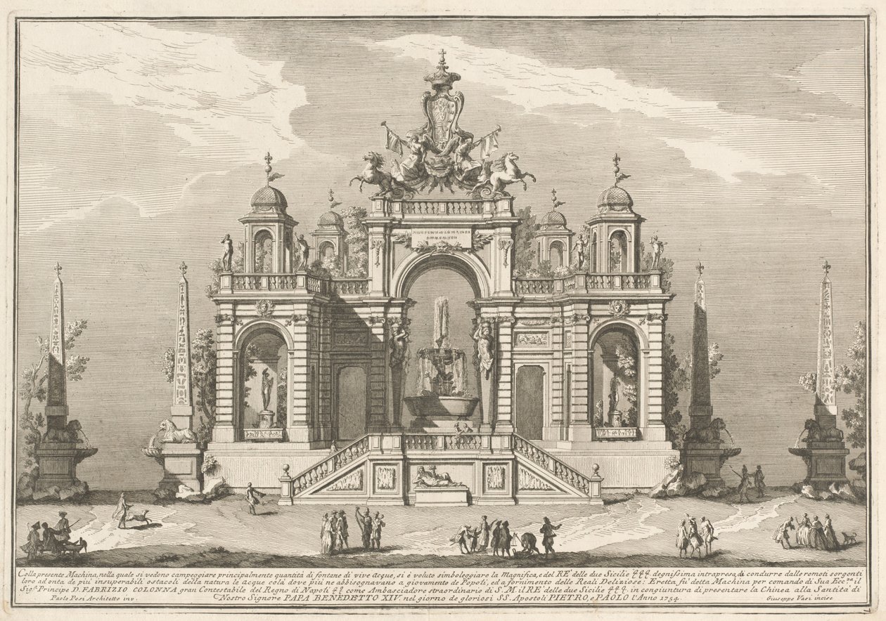 La Seconde Machine pour la Chinea de 1754 : Une allégorie des travaux hydrauliques - after Paolo Posi Giuseppe Vasi