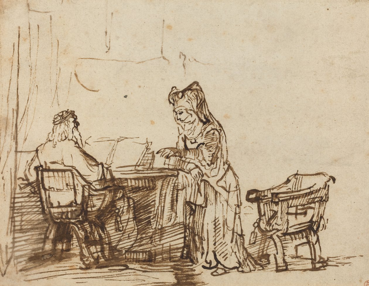 Hannah rejetant les reproches du prophète Eli - after Rembrandt van Rijn