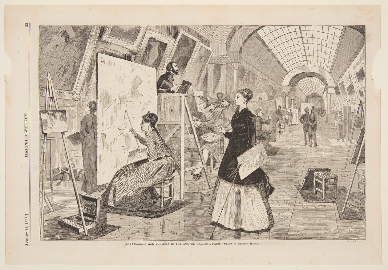 "Art - Étudiants et copistes dans la galerie du Louvre, Paris" - after Winslow Homer