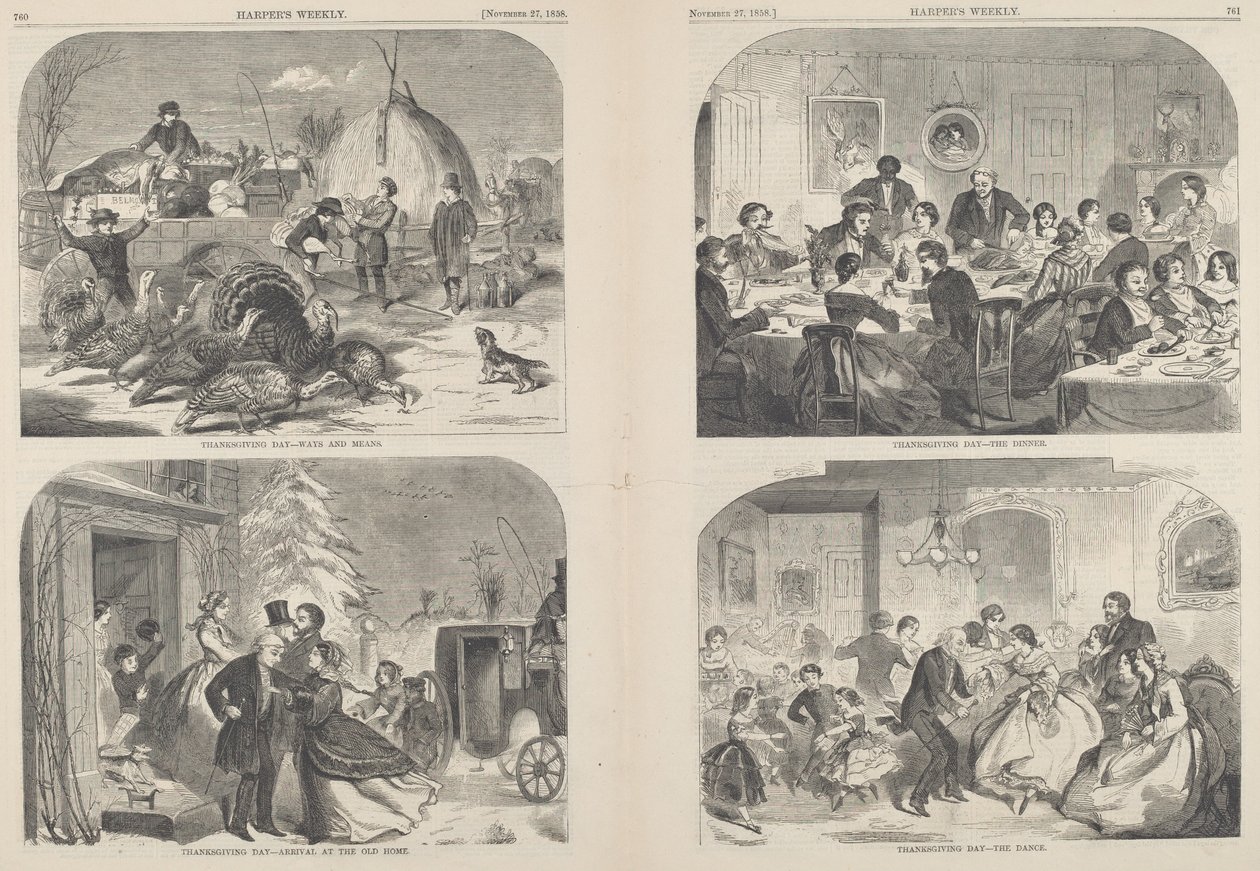 Jour de Thanksgiving - Moyens et méthodes [en haut à gauche] - after Winslow Homer
