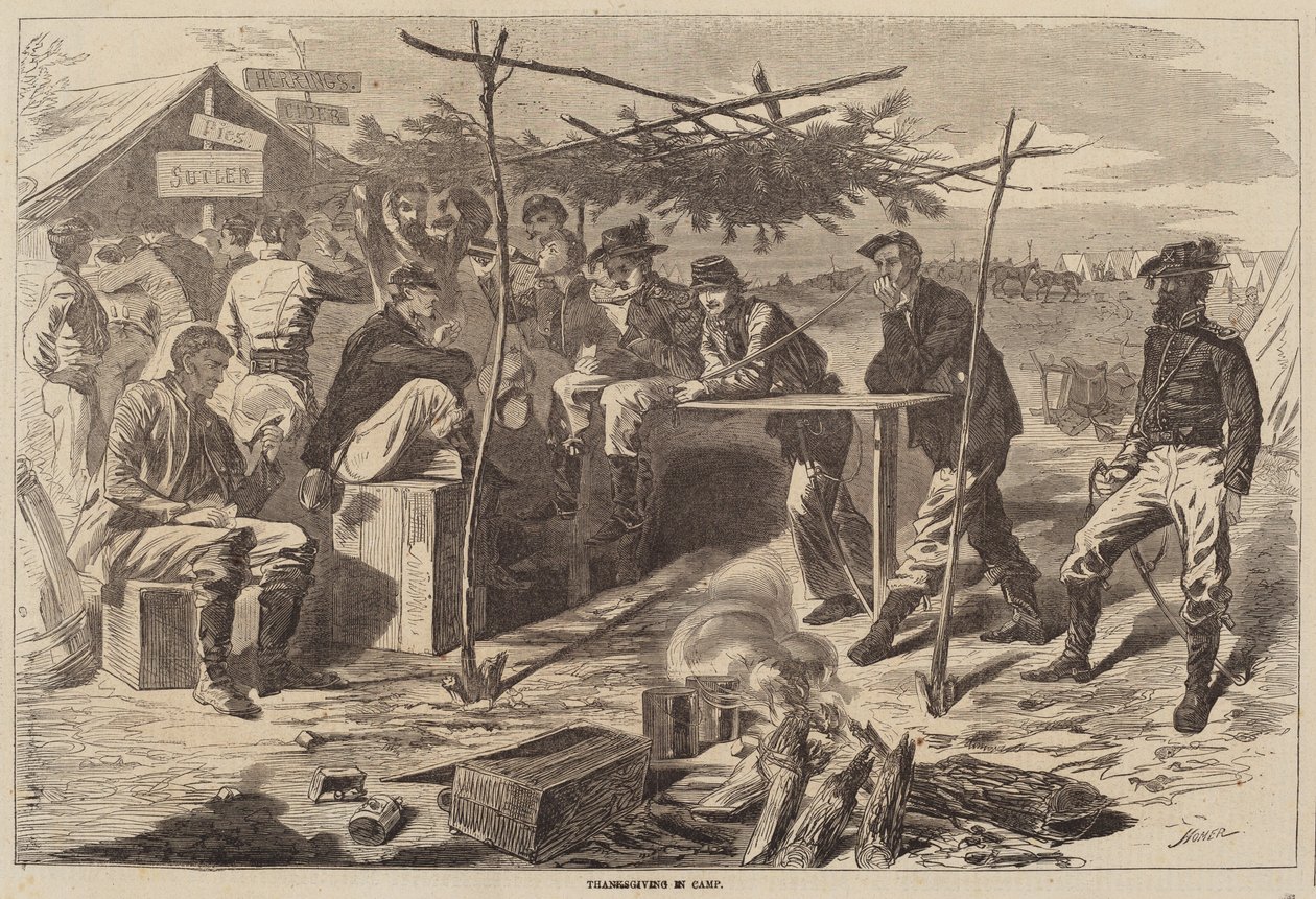 Action de grâce au camp - after Winslow Homer