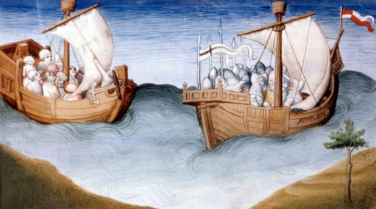 Ms Fr 2810, La flotte des croisés, du Livre des Merveilles, c.1410-12 - and workshop Boucicaut Master