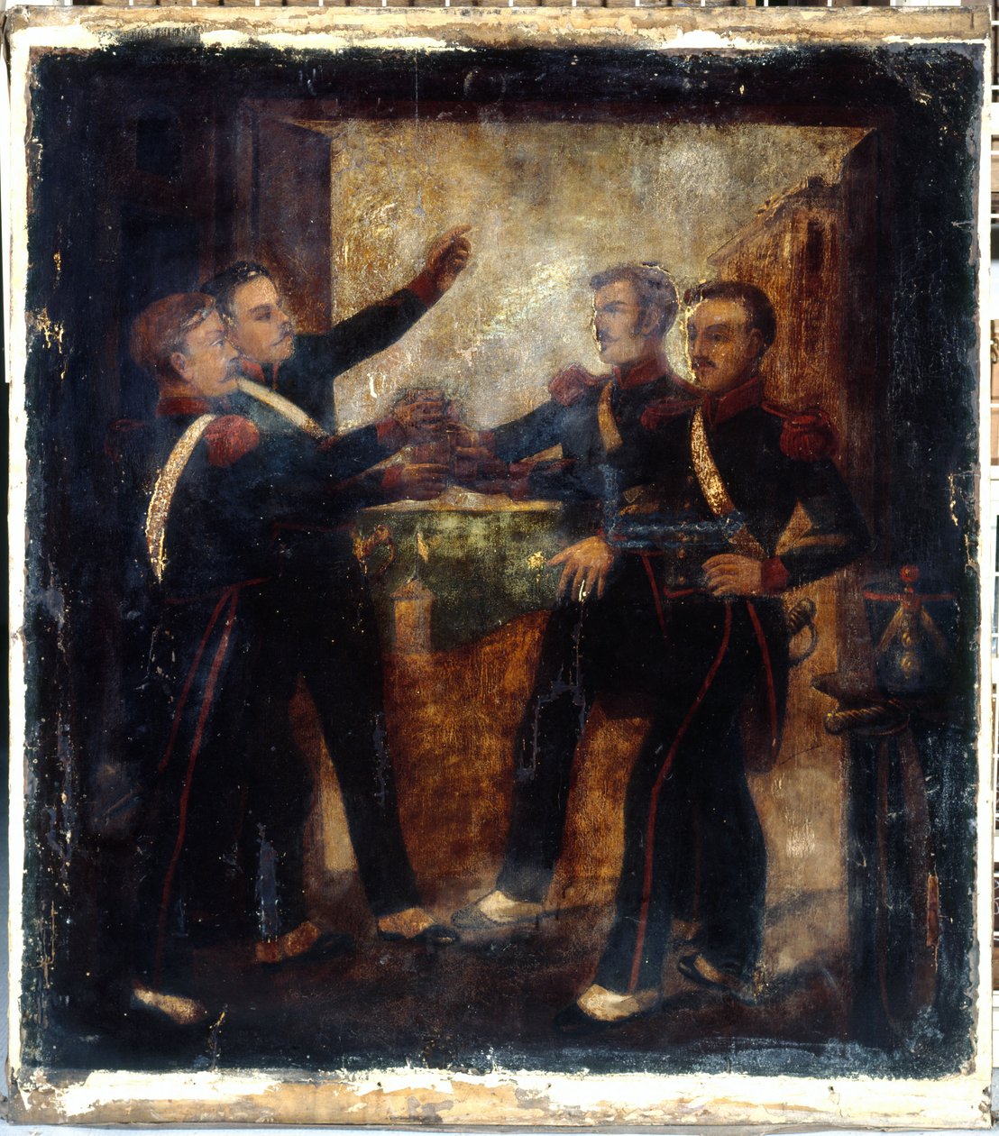 French: Aux quatre sergents de La Rochelle. Enseigne d