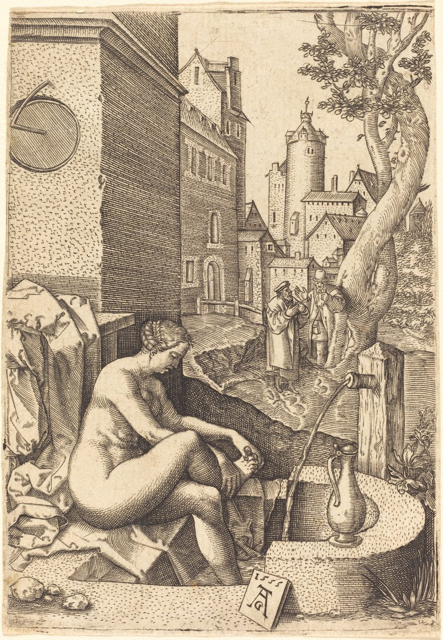 Suzanne surprise par les deux vieillards - anonymous Germany 16th Century after Heinrich Aldegrever