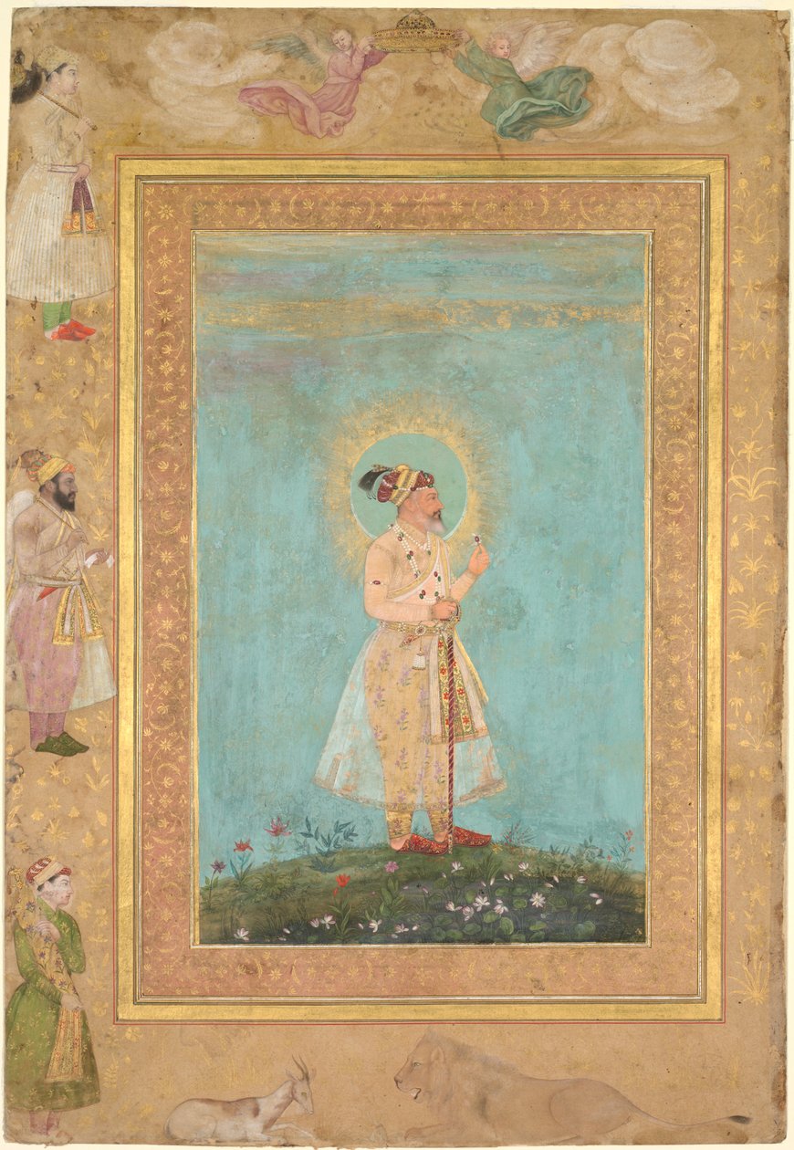 Shah Jahan tenant un spinelle et une longue épée du Deccan, de l