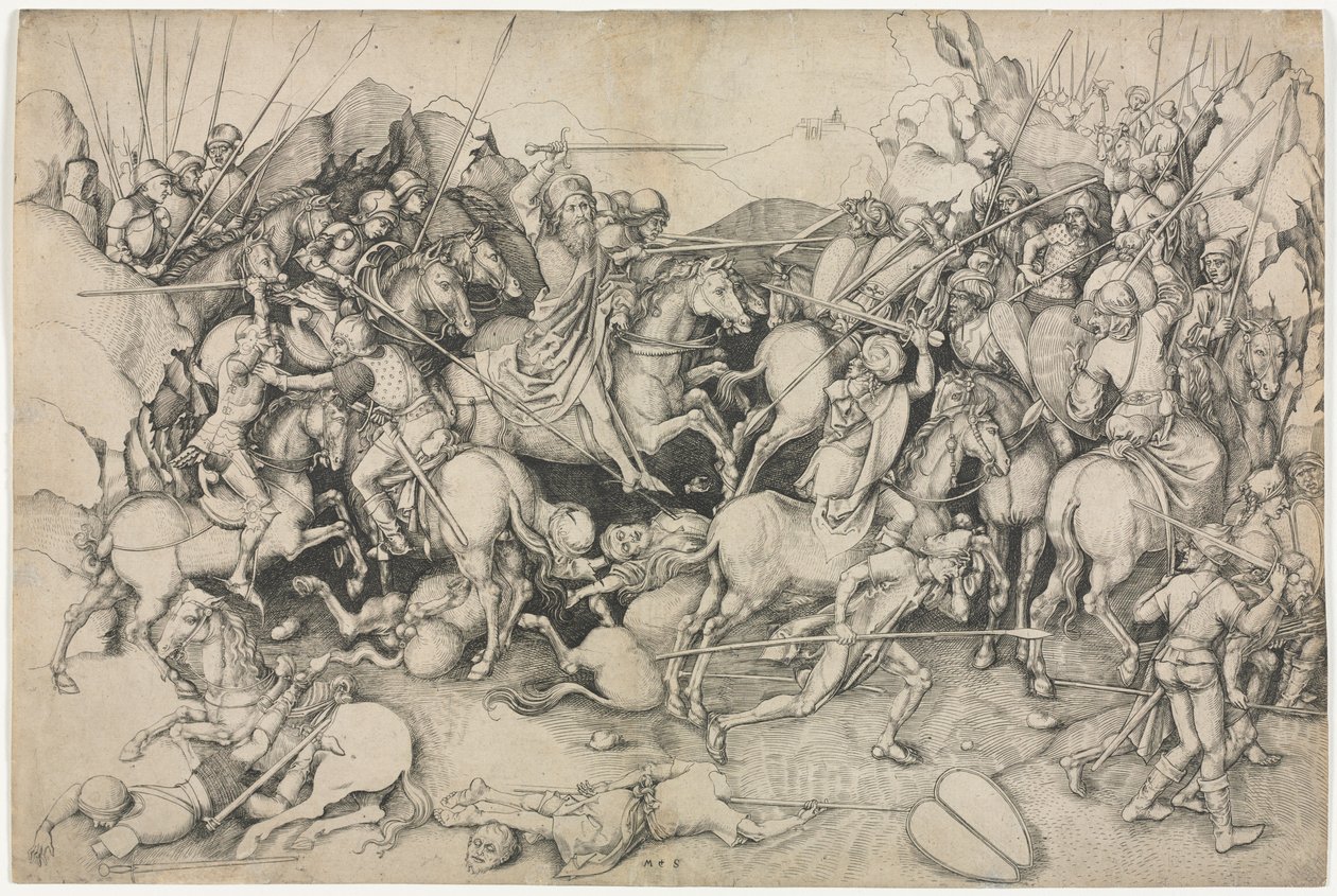 La bataille de Saint-Jacques-le-Majeur à Clavijo - attributed to Martin Schongauer