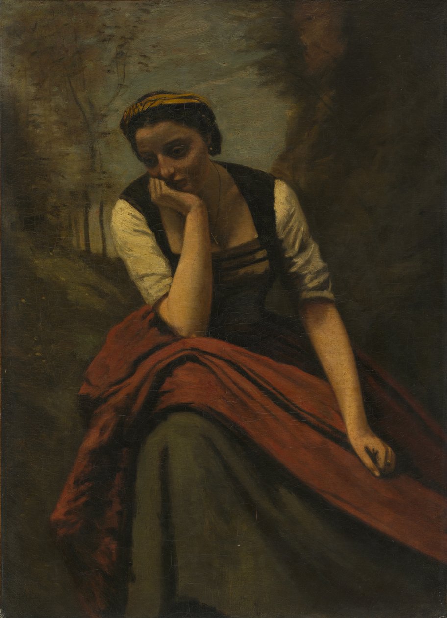 Femme méditant - copy after Jean Baptiste Camille Corot