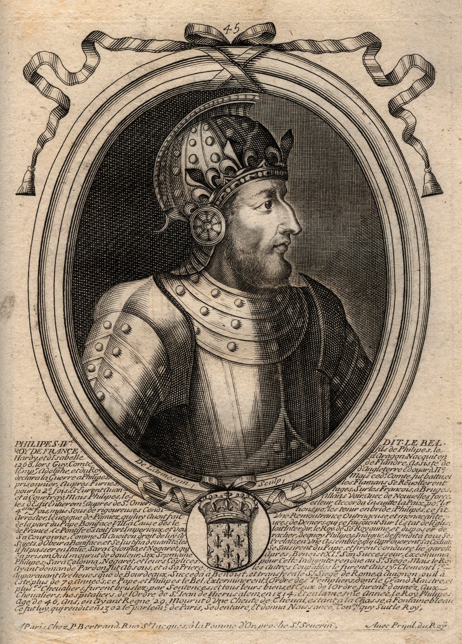 Portrait de Philippe IV le Bel (1268 - 1314), roi de France - Philippe IV le Bel (1268-1314) roi de France - Gravure de 