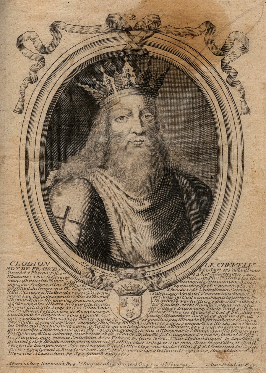 Clodion dit « Le Chevelu » (428-448), ancêtre des Mérovingiens, chef des Francs Saliens - Clodion Le Chevelu (c.428-47) roi d