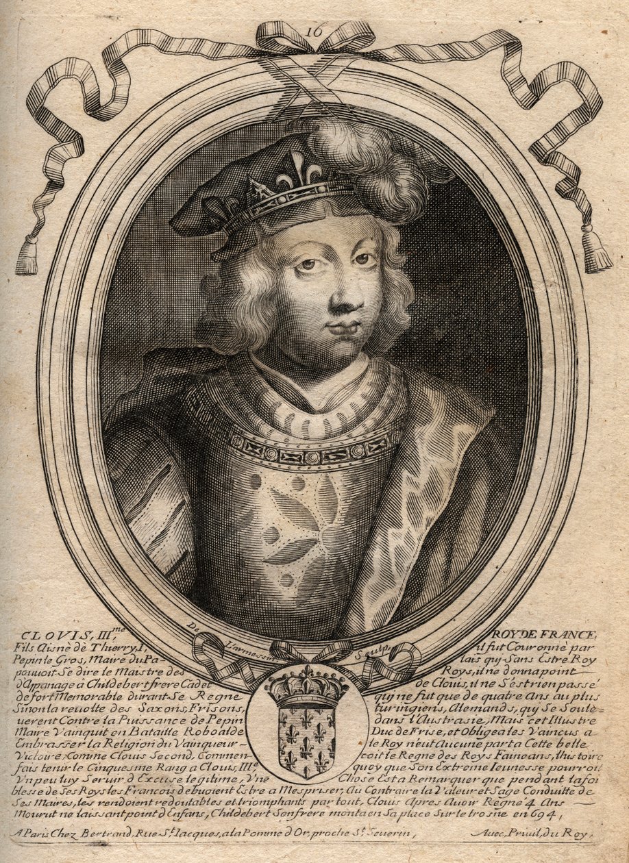 Portrait de Clovis III, roi des Francs de 691 à 695 - Clovis III roi mérovingien de Neustrie et d