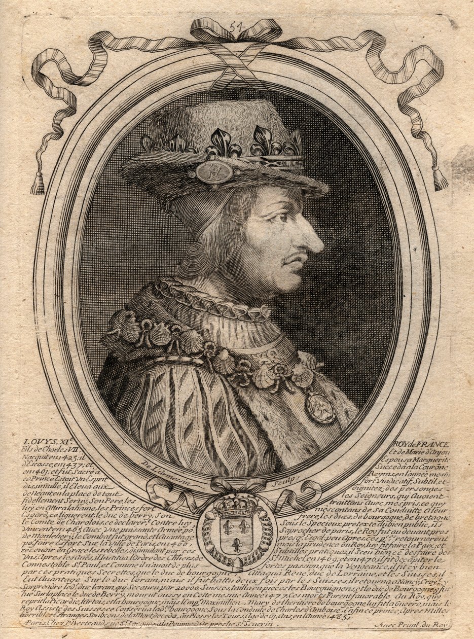 Portrait de Louis XI (1423-1483), roi de France - Portrait de Louis XI de France (1423-1483), roi de France - gravure tirée de 