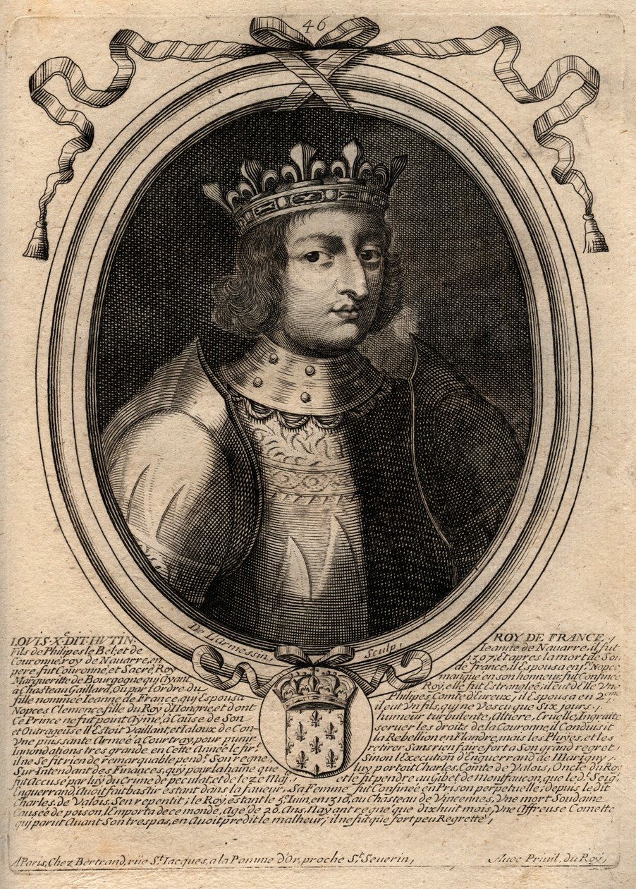 Portrait de Louis X le Hutin (1289-1316), roi de France - de Larmessin