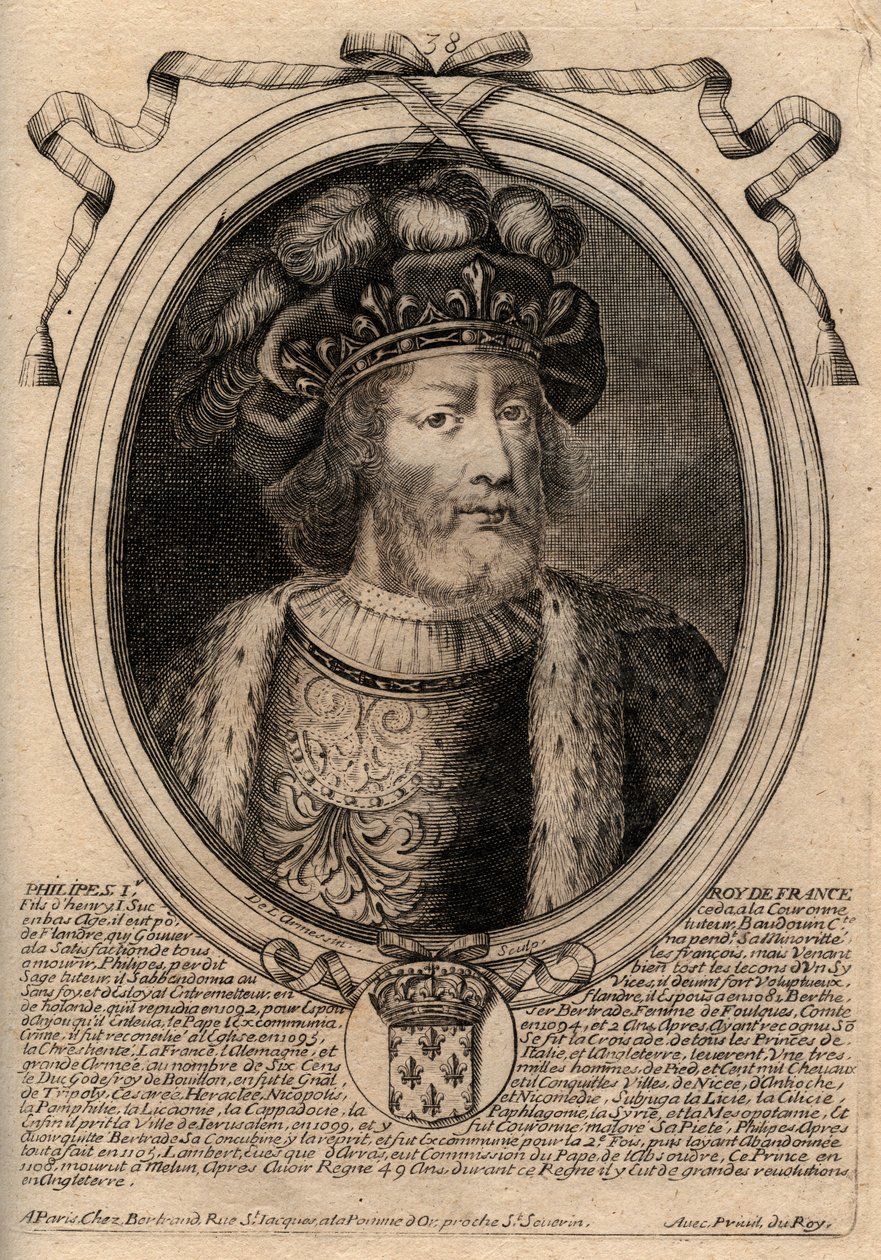 Portrait de Philippe Ier (1060 - 1108), roi de France - Philippe Ier (1053-1108) roi de France - gravure tirée de 