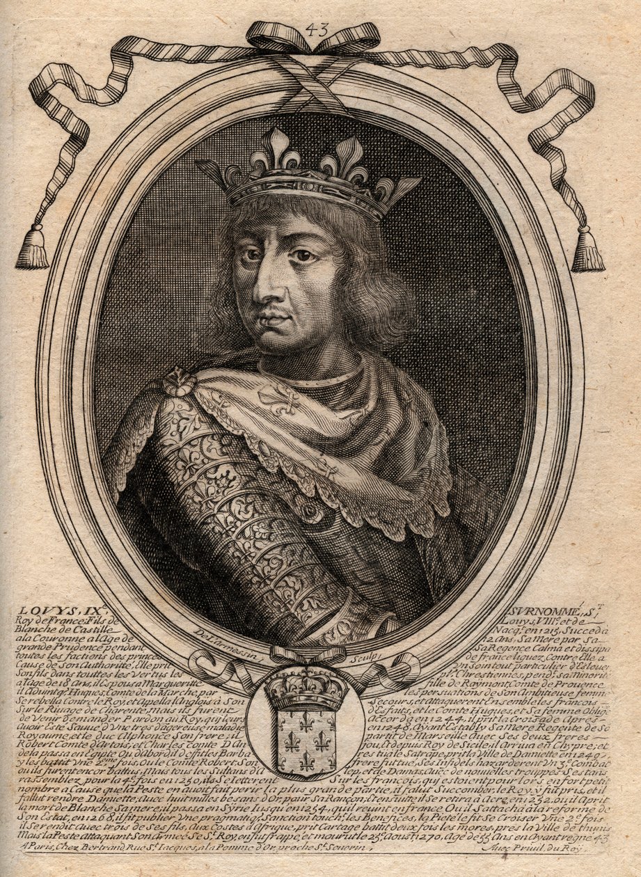 Portrait de Saint Louis (Saint-Louis, Louis IX (1214-1270) - Saint Louis IX (1214-70) roi de France - Gravure de 