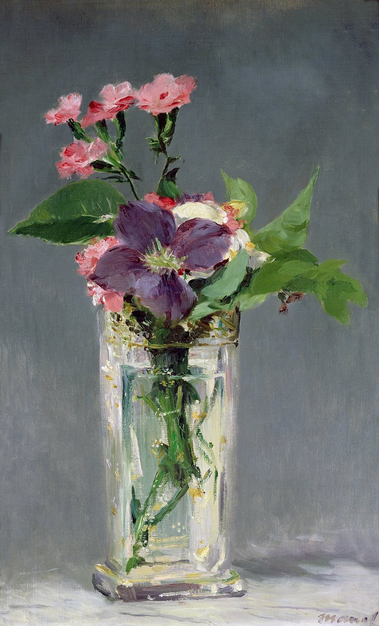 Œillets et clématites dans un vase en cristal, vers 1882 - Édouard Manet
