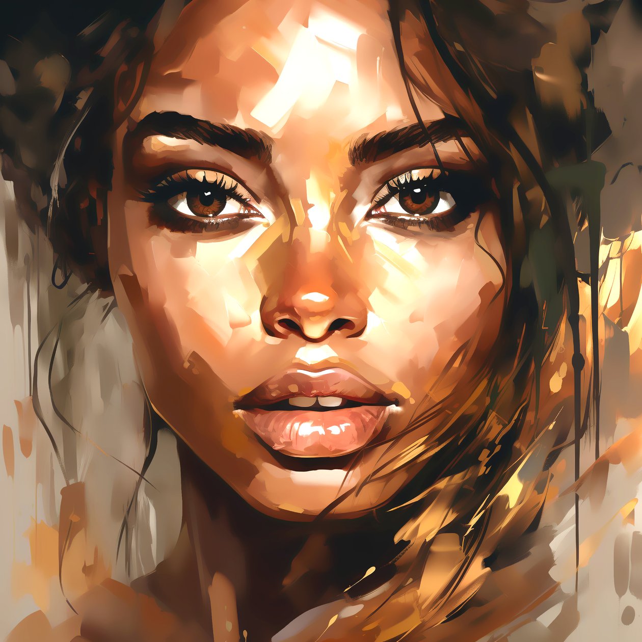Belle femme brune abstraite, beauté naturelle - F. Abderrahim