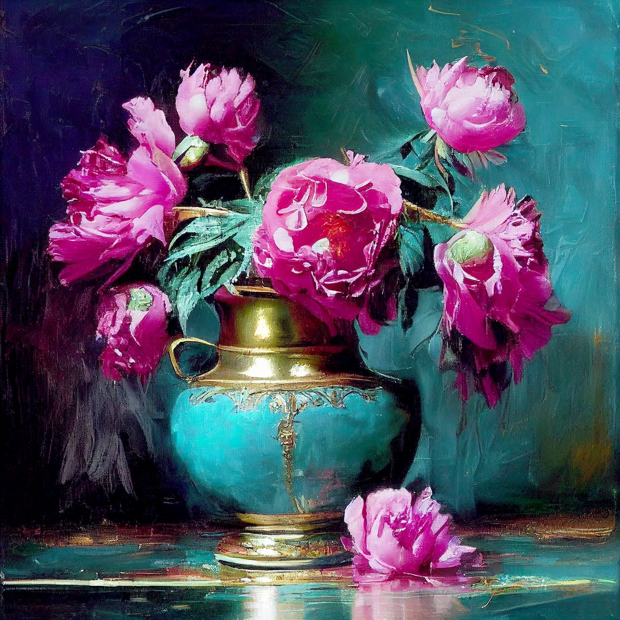 Fleurs abstraites avec du rose profond - F. Abderrahim