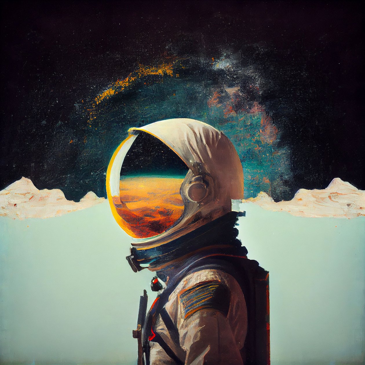 Astronaute solitaire abstrait dans l