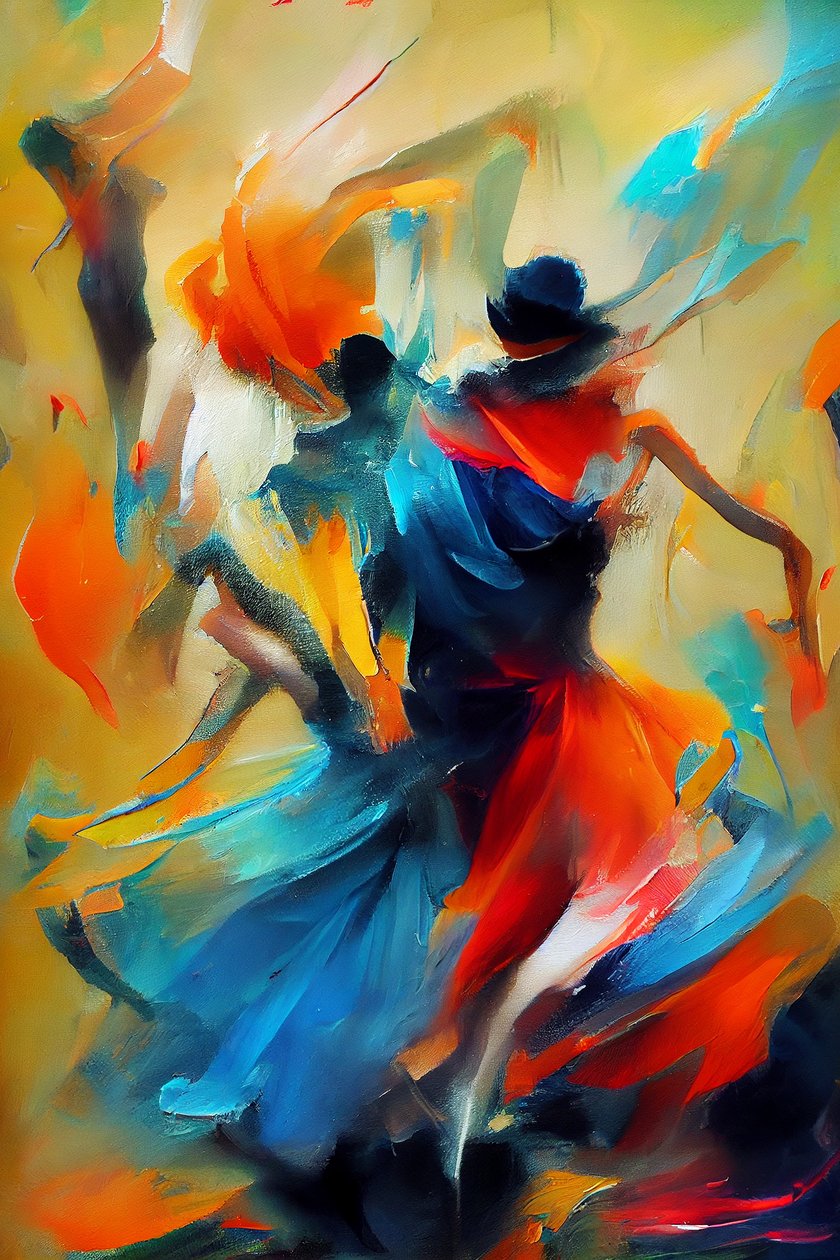 Peinture abstraite silhouette de femme dansante, Art numérique imprimable - F. Abderrahim