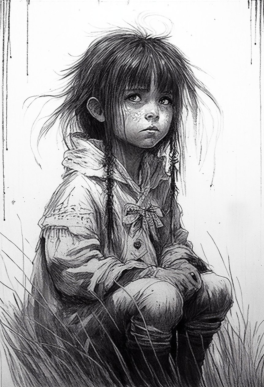 Une fille innocente, portrait dessiné - F. Abderrahim