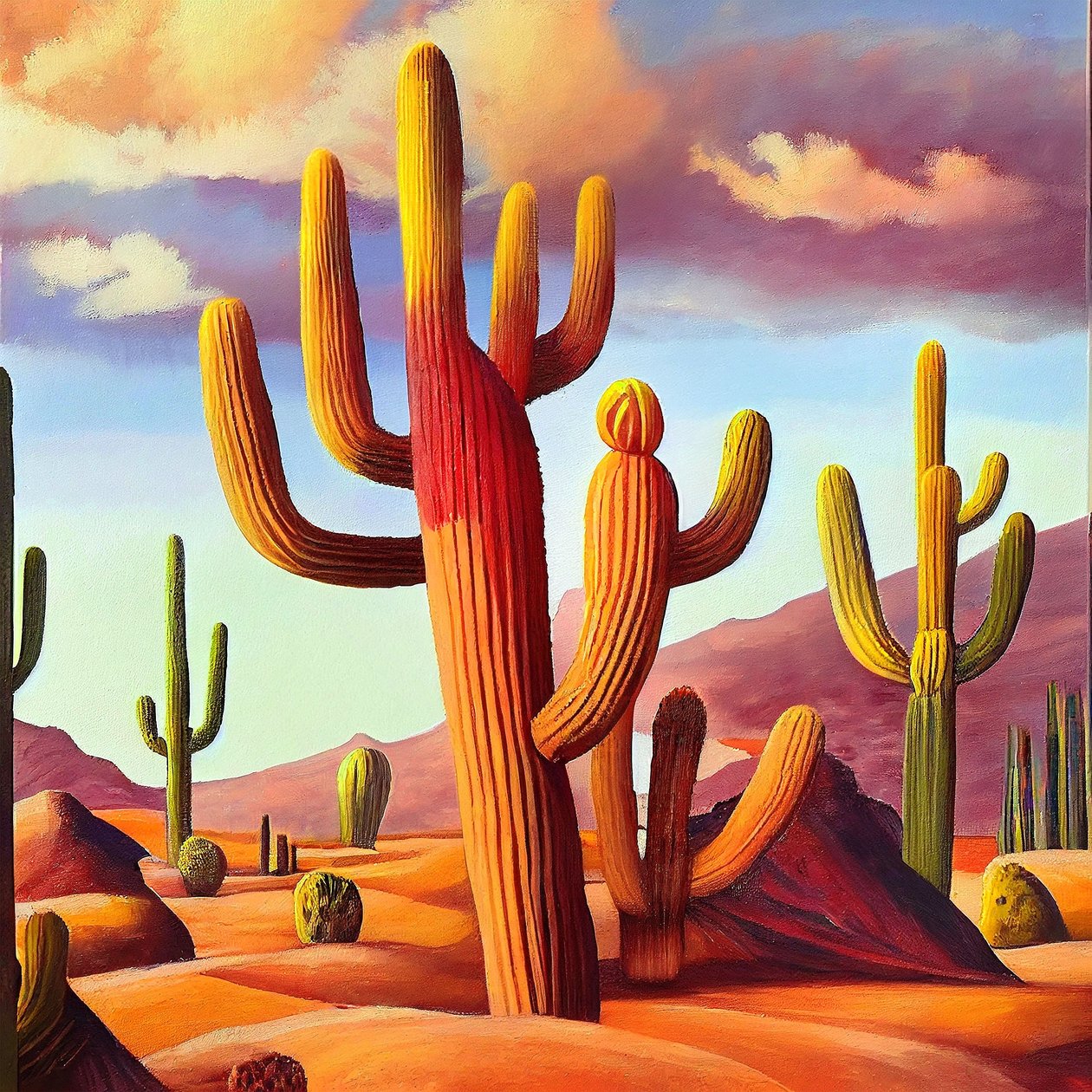 Cactus du désert en couleurs chaudes - F. Abderrahim
