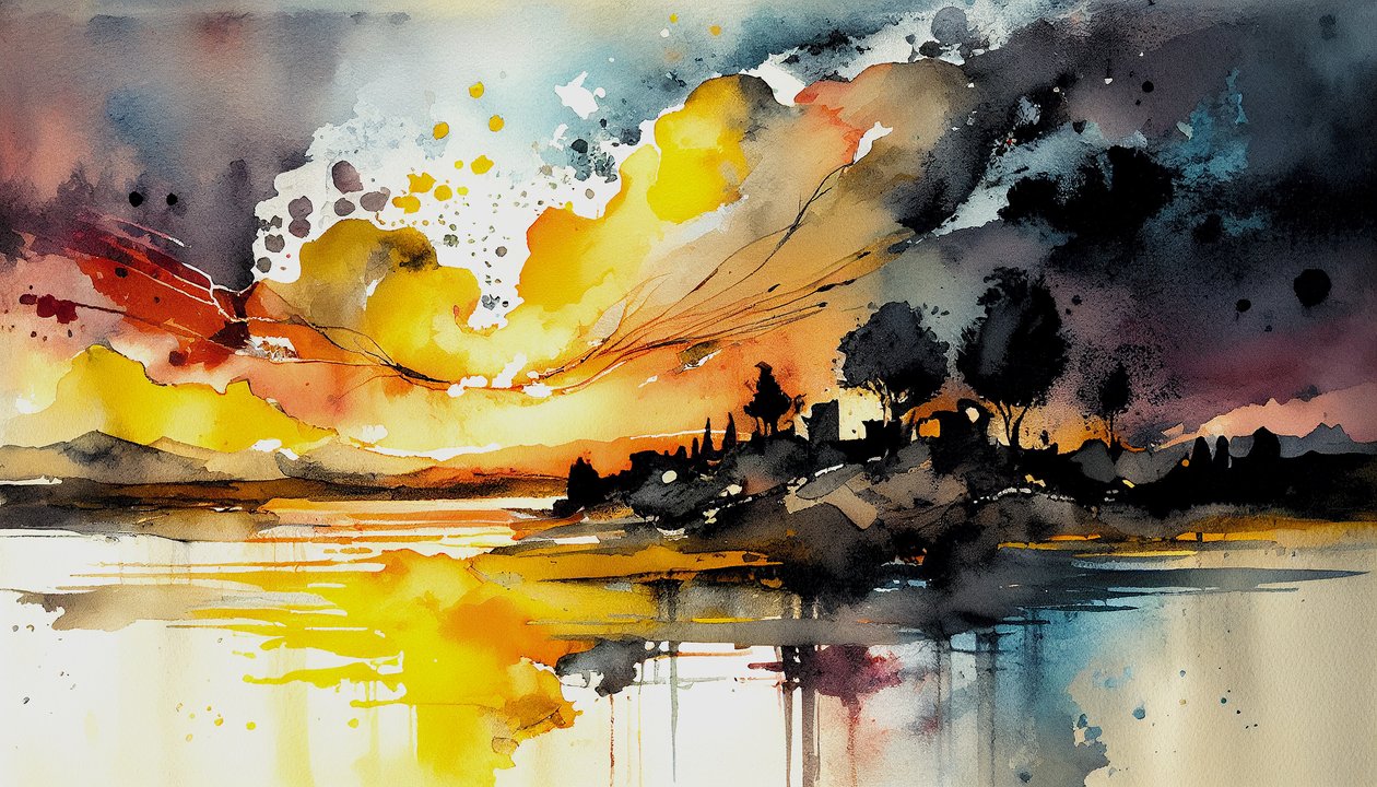 Paysage et nature, peinture aquarelle - F. Abderrahim
