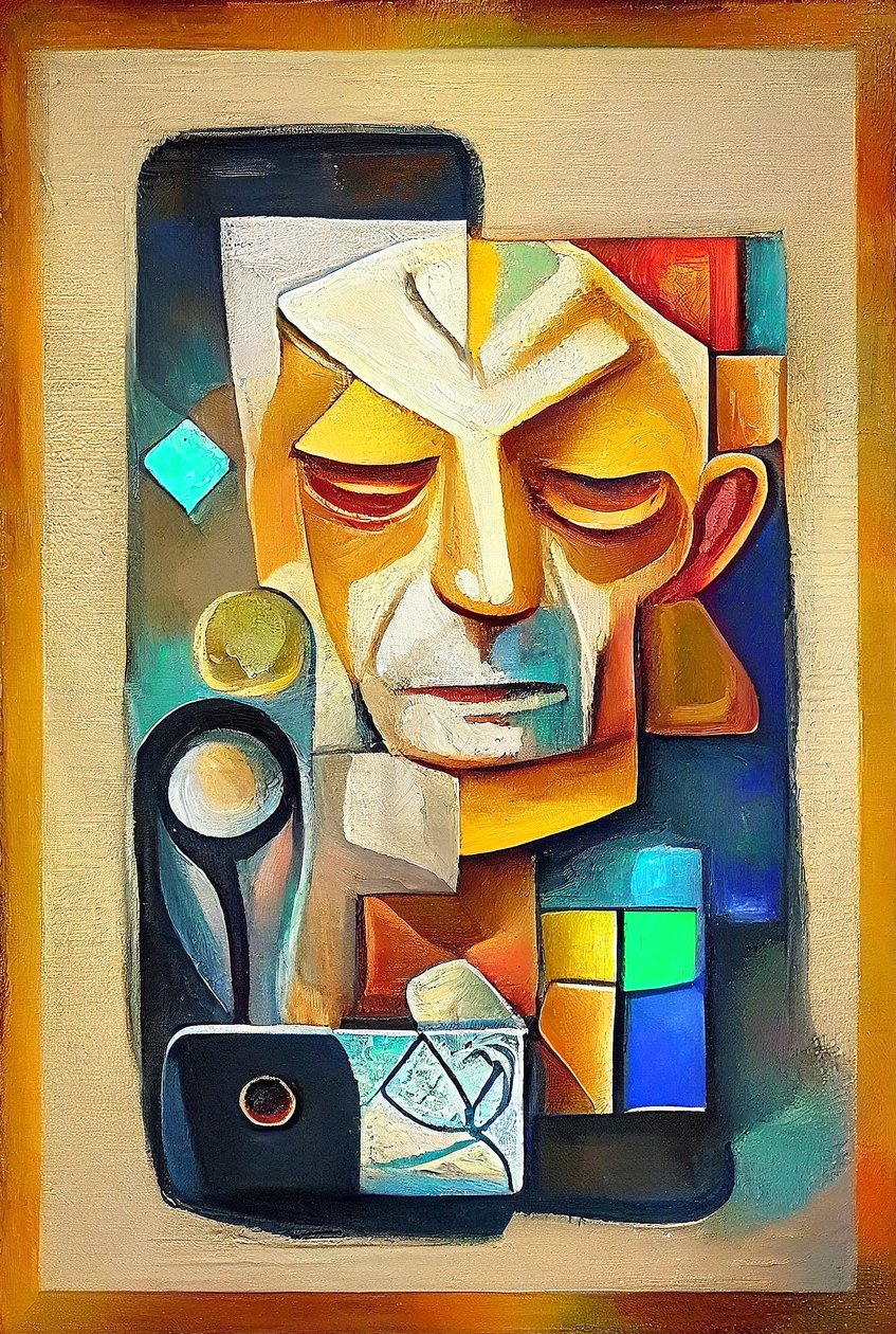Art inspiré de Picasso, peinture surréaliste abstraite - F. Abderrahim