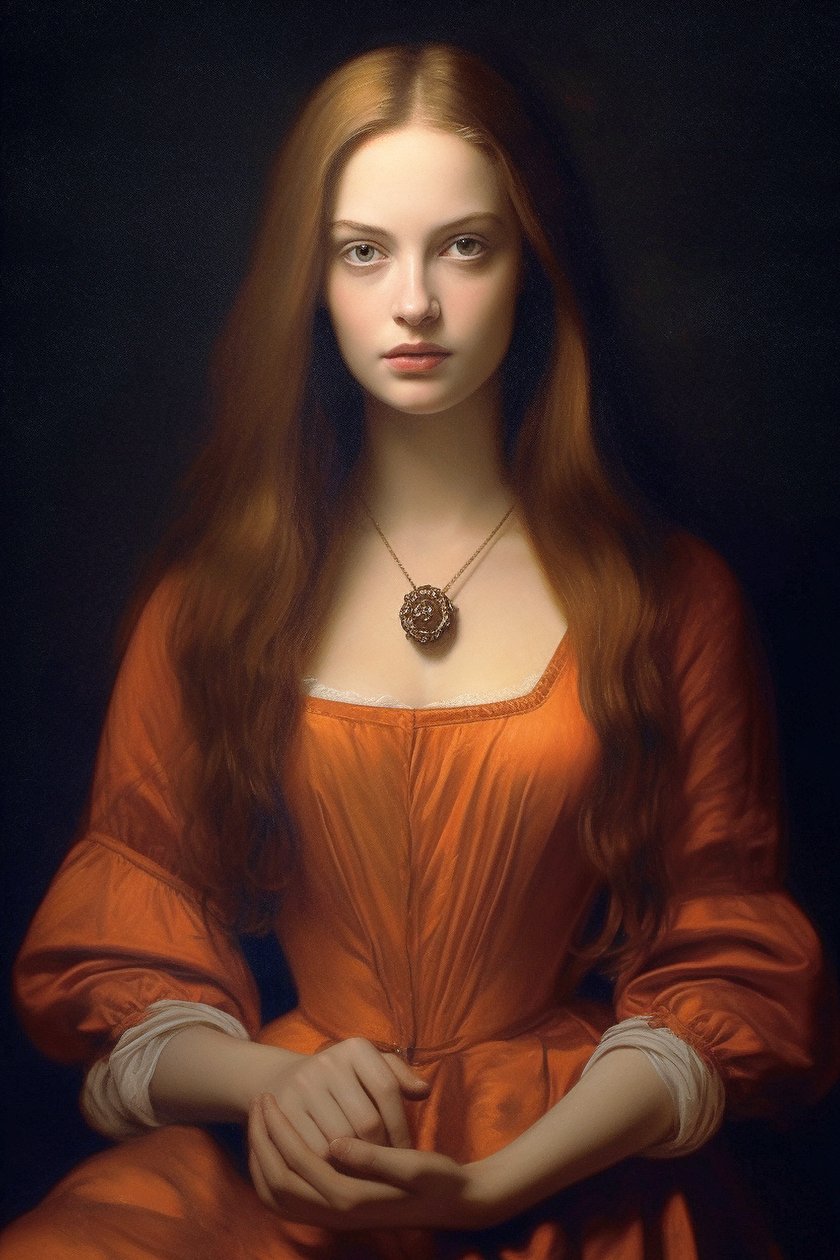 Portrait de belle supermodèle féminine du 18ème siècle | Impressions sur toile - F. Abderrahim