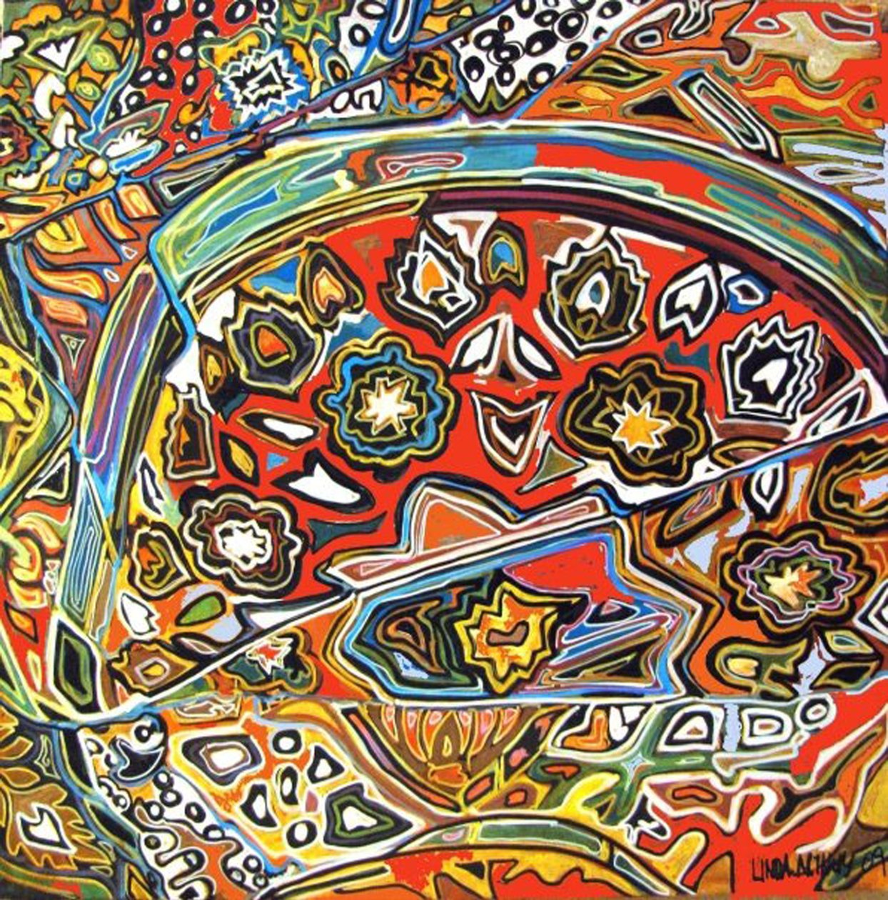 Détail pf Egyptian wprl, 2016 (mixte, acrylique, encre, huile) - linda arthurs
