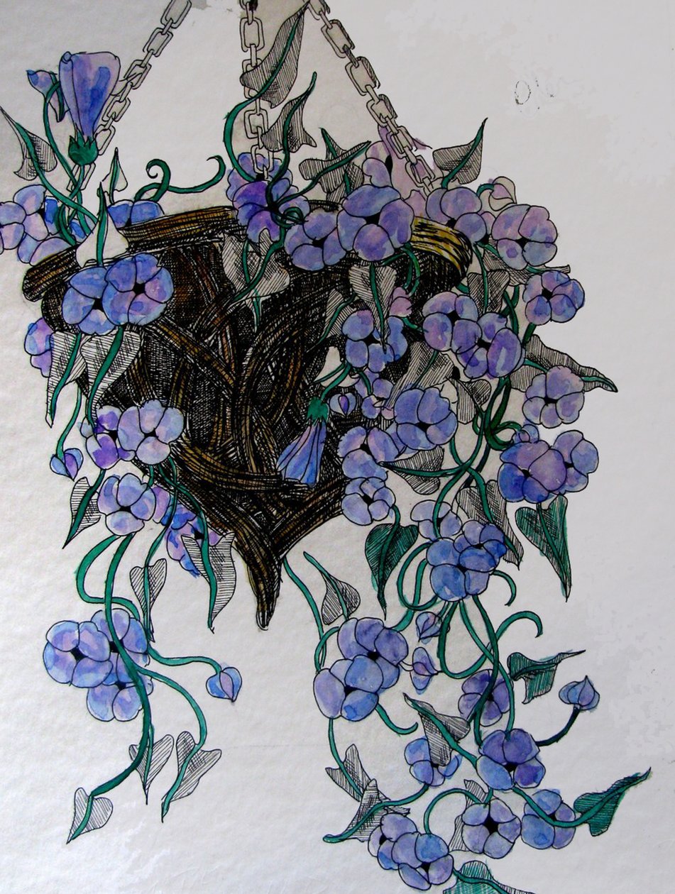 Fleurs suspendues, 2014 (aquarelle, encre) - linda arthurs