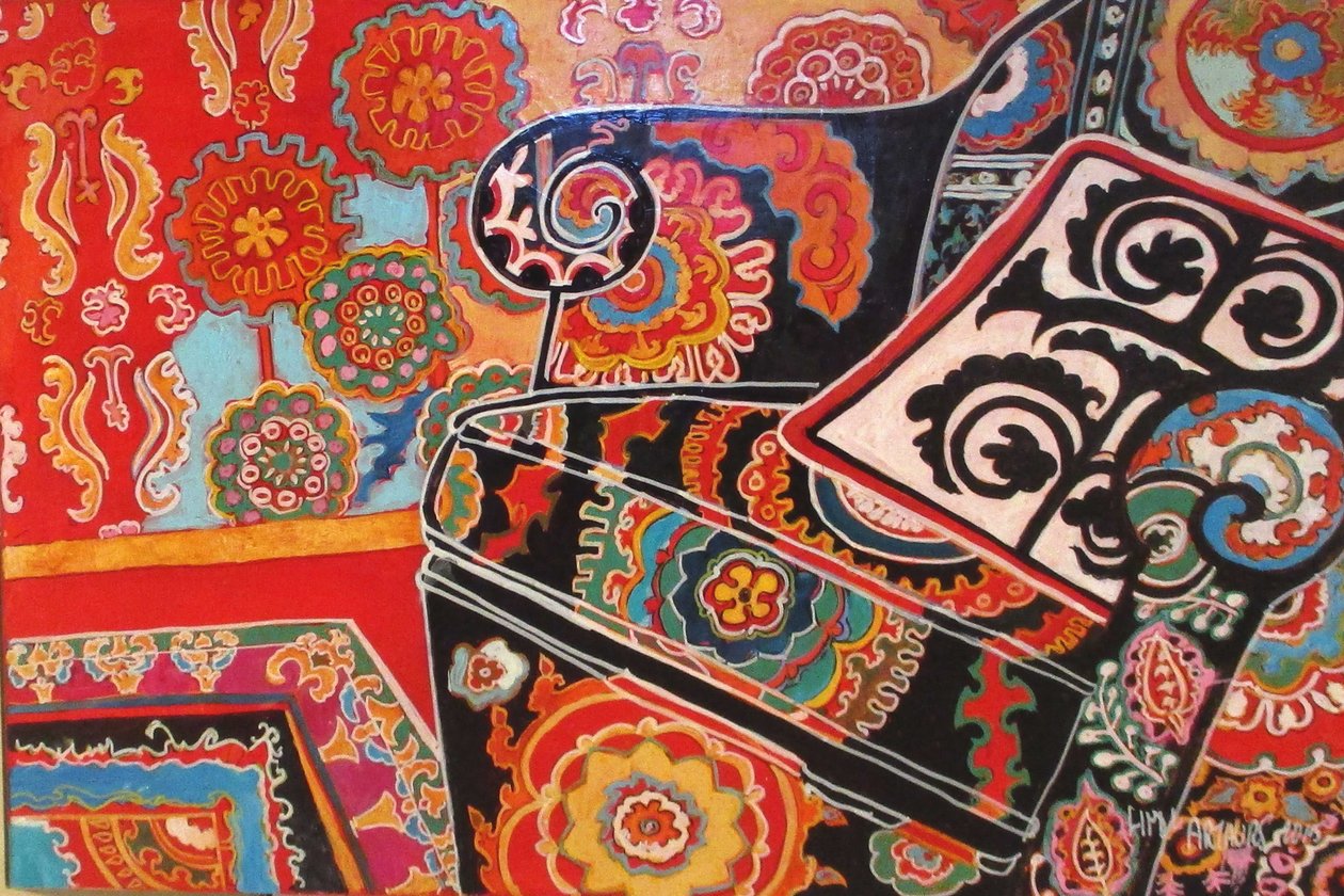 Décor Suzani, 2016 (mixte, acrylique, encre, huile) - linda arthurs