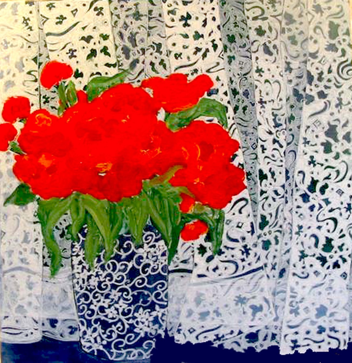 Tulipes pour Sheila, 2015 (mixte, acrylique, encre, huile) - linda arthurs