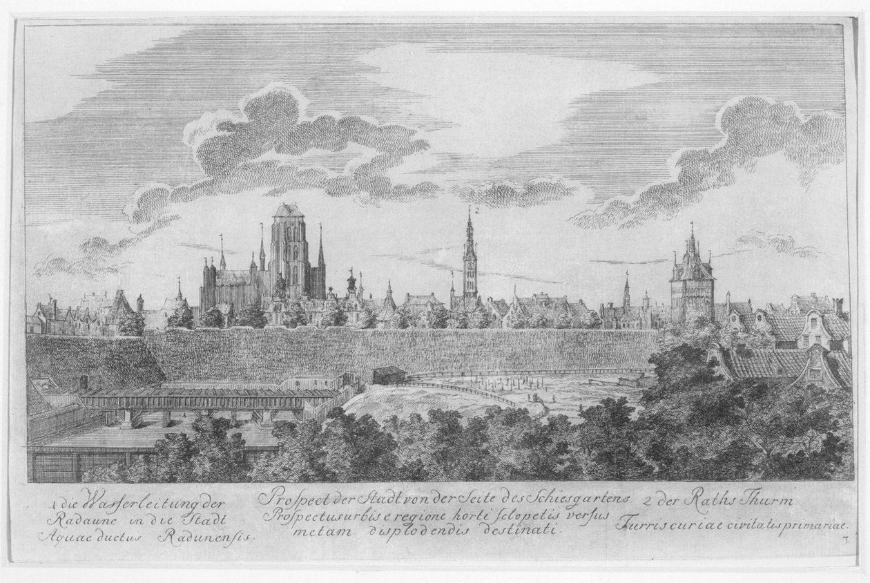 Vue de Gdansk depuis les Remparts, de 