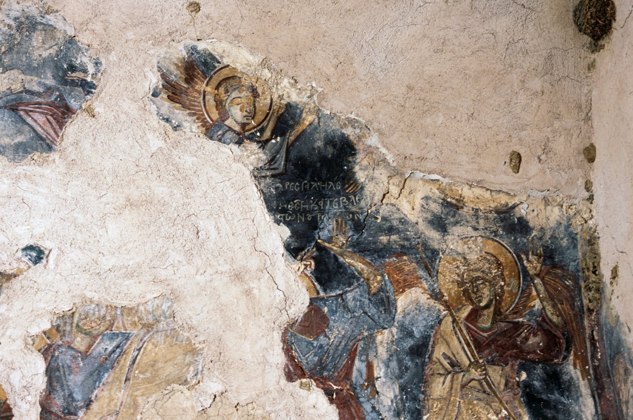 Ange et saint (détail), fresque dans l