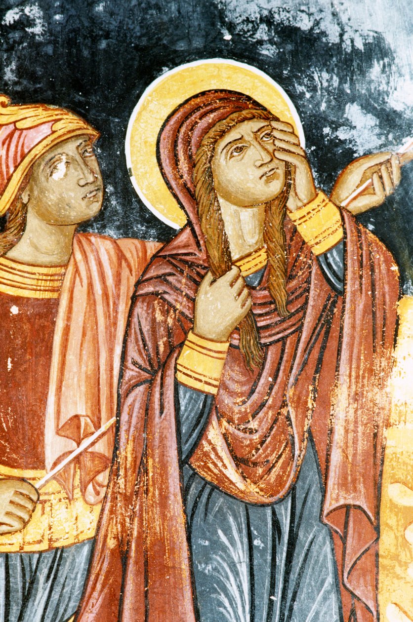 Saint Longin et Marie, scène de crucifixion, fresque dans le monastère de Mikro Sotiris, île de Symi, Grèce (photo) - Theodore Charles Ange Coquelin