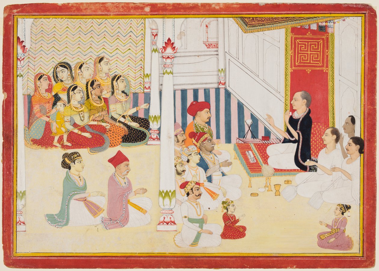 Enseignant Jain Svetambara donnant des instructions - possibly by Sahib Ram