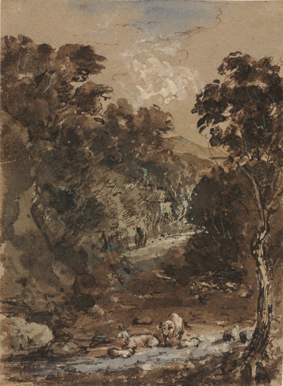 Paysage avec animaux de ferme - probably by the so called Premier Engraver