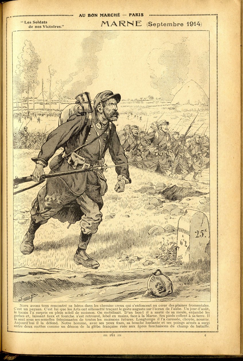 Agenda Buvard du Bon Marché 1917 - Illustration de Job (Jacques Marie Gaston Onfray de Bréville) : Marne septembre 1914 - Guerre de 14-18, Marne, Grandes Batailles, Bataille de la Marne - Soldats - pseudonym for Onfray de Breville Jacques Job