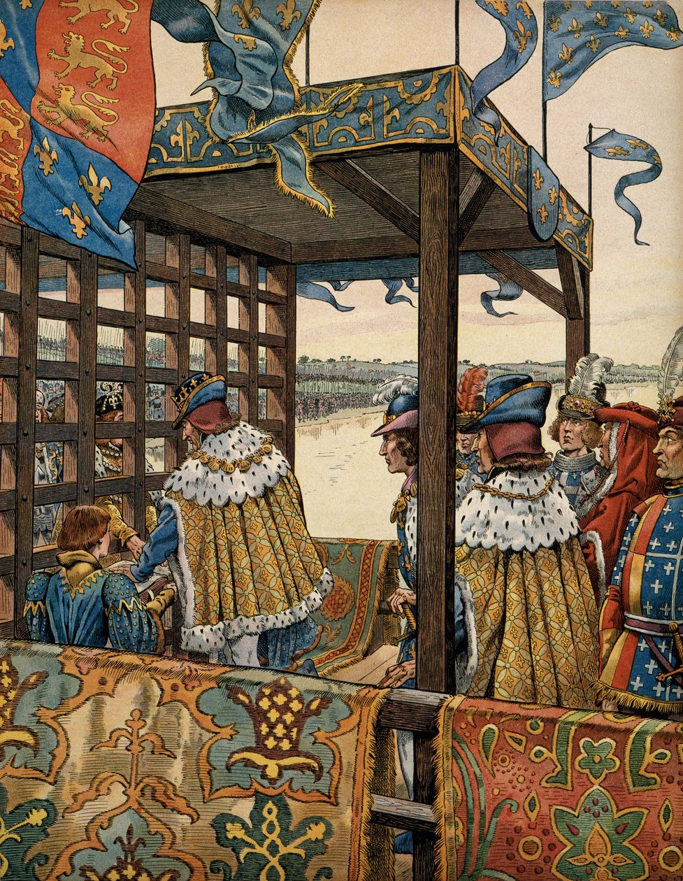 Histoire de France au Moyen Âge : rencontre entre le roi de France Louis XI dit le Prudent (1423-1483) et Édouard IV d
