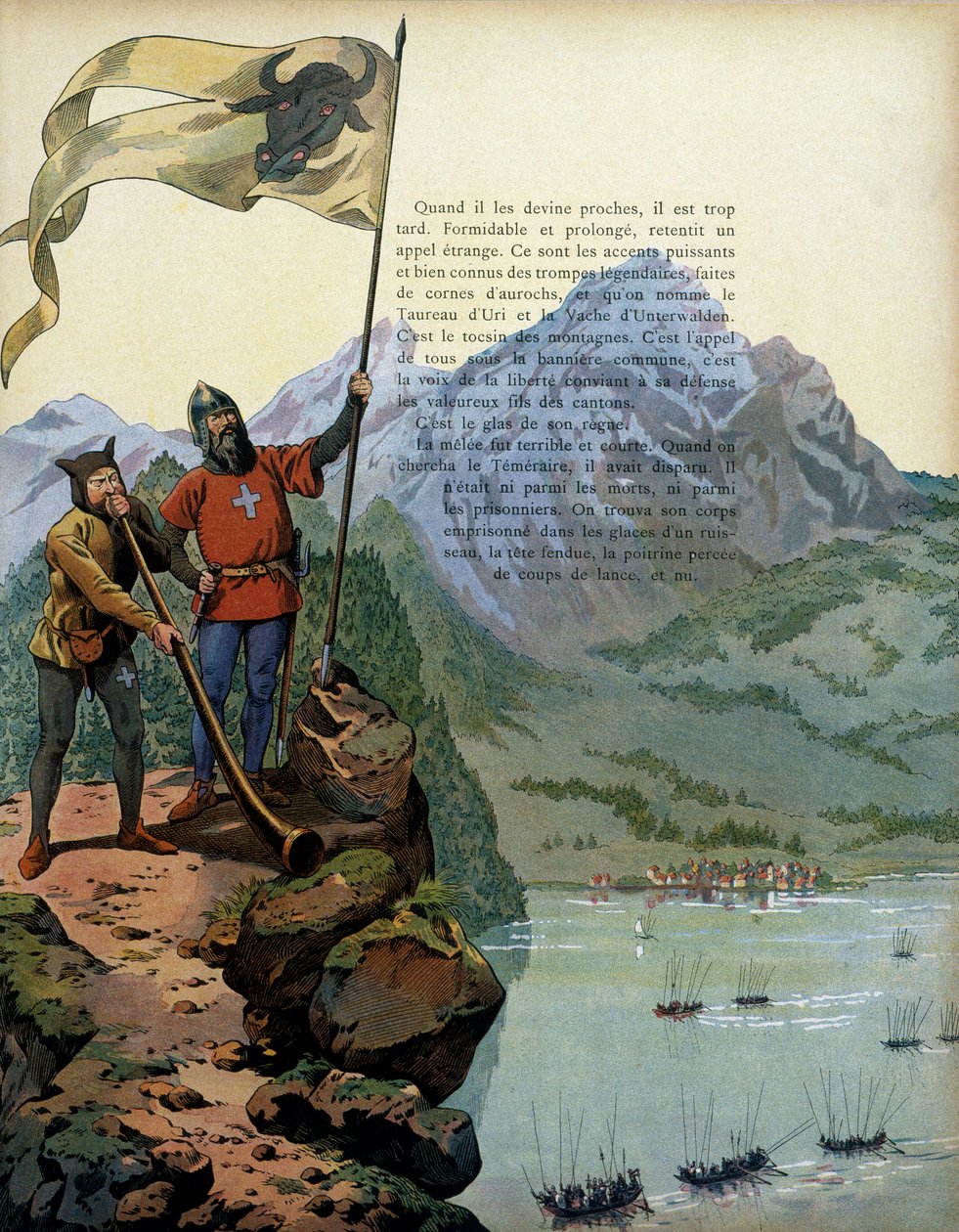 Histoire de France au Moyen Âge : les troupes de Charles le Téméraire (1433-1477), duc de Bourgogne, entrent dans le pays de Vaud en Suisse - pseudonym for Onfray de Breville Jacques Job