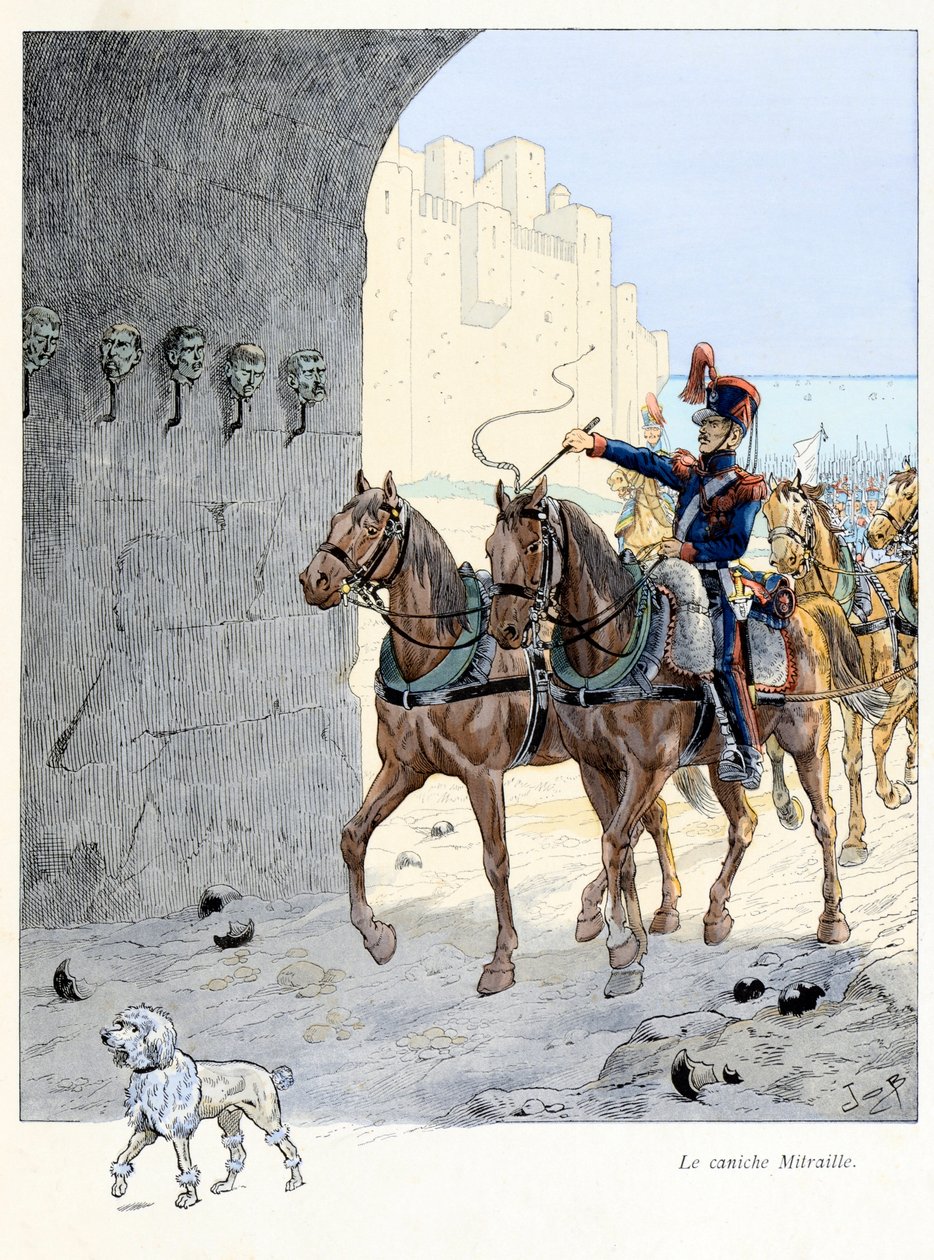 Illustration tirée du livre « À la gloire des bêtes » texte de A. Fabre, dessins de Jacques Marie Gaston Onfray de Bréville dit JOB (1858-1931) : Le caniche Mitraille - pseudonym for Onfray de Breville Jacques Job