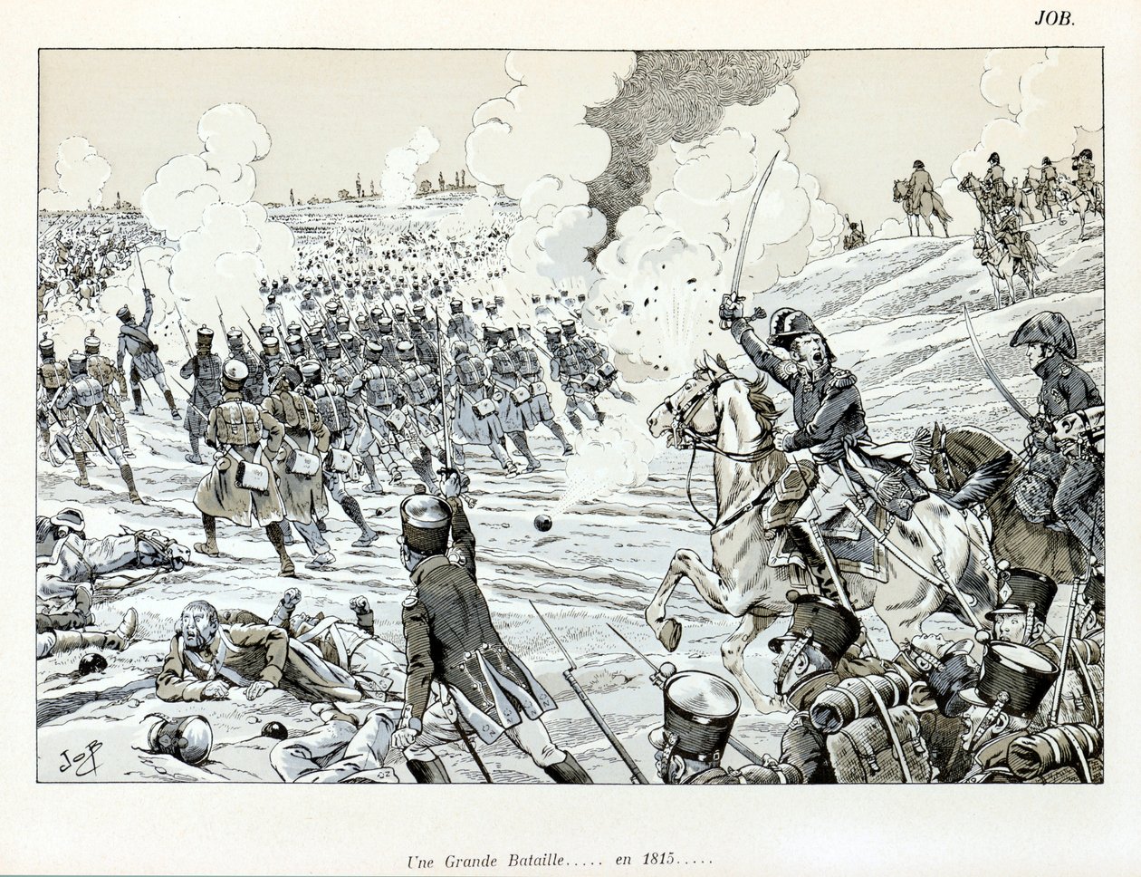 Illustration du livre « La Grande Guerre par les artistes »: Une grande bataille en 1815 par Jacques Marie Gaston Onfray de Breville dit JOB (1858-1931) - pseudonym for Onfray de Breville Jacques Job