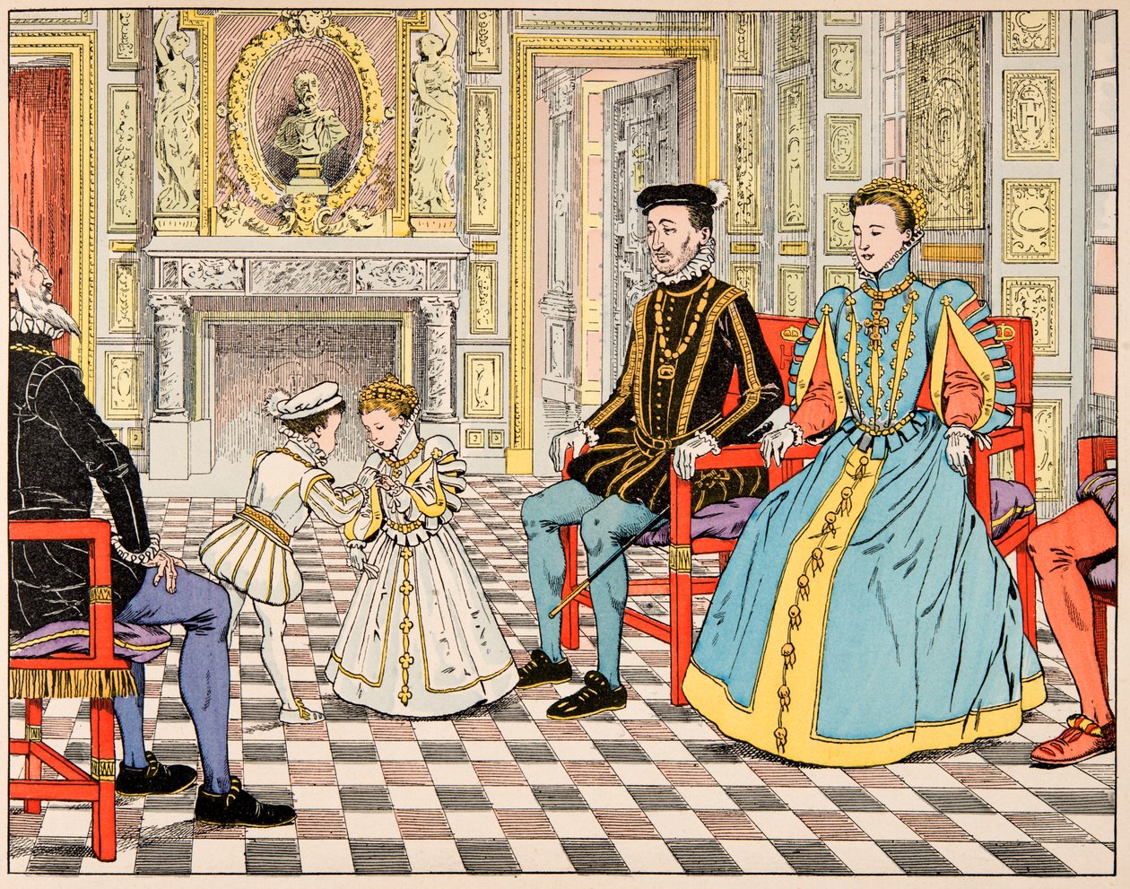 Illustration du livre "Le bon roy Henri", illustré par Jacques Marie Gaston Onfray de Breville dit JOB (1858-1931) : Antoine de Bourbon l