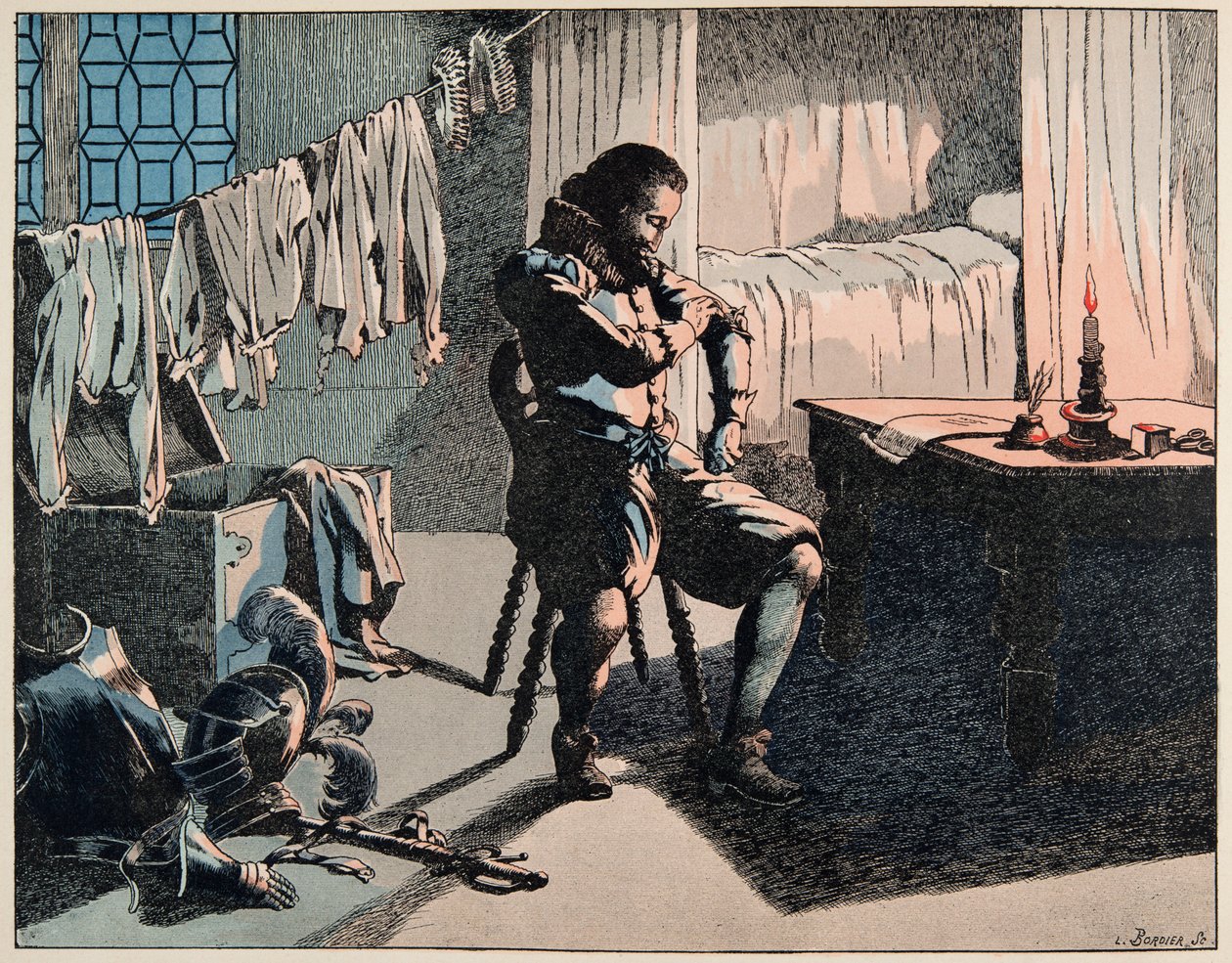 Illustration du livre "Le bon roy Henri", illustrée par Jacques Marie Gaston Onfray de Bréville dit JOB (1858-1931) : En 1589, Henri devient roi de France, mais sans argent - Collection privée - pseudonym for Onfray de Breville Jacques Job