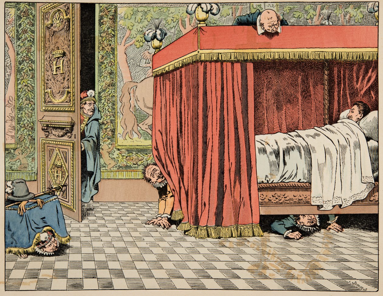 Illustration du livre « Le bon roy Henri », illustrée par Jacques Marie Gaston Onfray de Breville dit JOB (1858-1931) : Henri IV vivant à Paris sous l