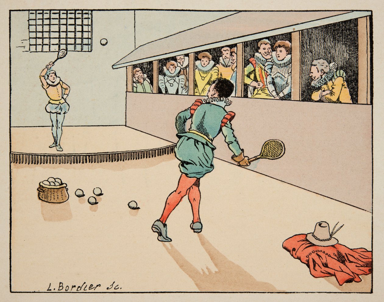 Illustration tirée du livre « Le bon roy Henri » : Éducation au XVIe siècle : jeu de paume - Collection privée - pseudonym for Onfray de Breville Jacques Job