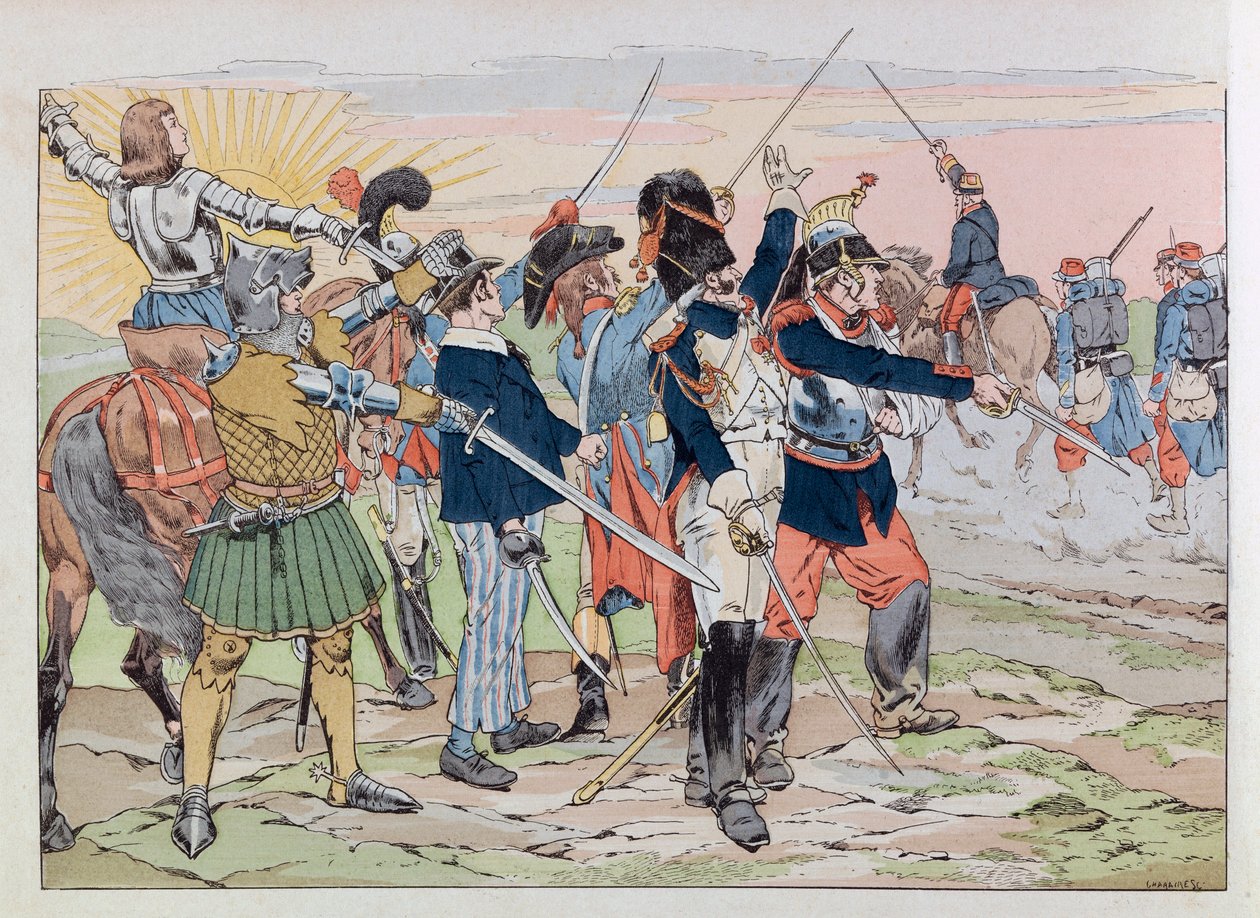 Illustration du livre « Les épées de France » : Allégorie des gloires de France aux poilus de 1914 - pseudonym for Onfray de Breville Jacques Job