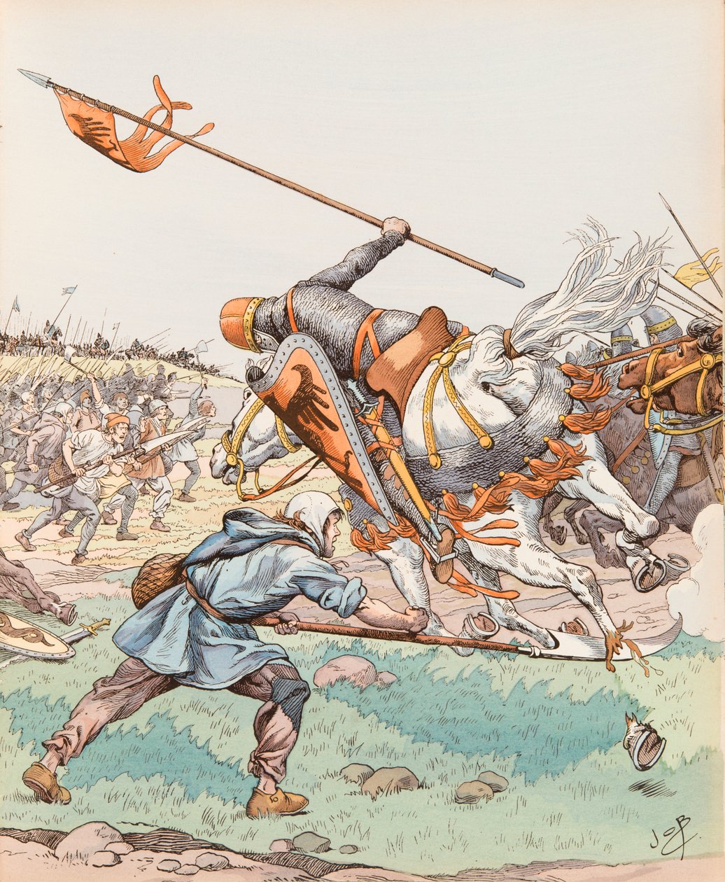 Le faucheur de Bouvines (paysan participant à la bataille de Bouvines en 1214), Collection privée - pseudonym for Onfray de Breville Jacques Job