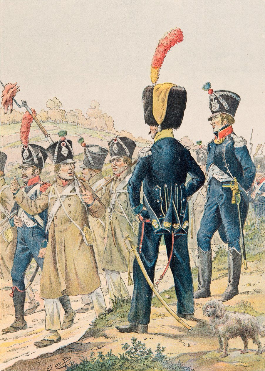 Jacques Marie Gaston Onfroy de Bréville dit JOB (1858-1931) - Tenue des troupes françaises à toutes les époques : Officiers des Voltigeurs et Chasseurs à pied sous le Premier Empire, Collection privée - pseudonym for Onfray de Breville Jacques Job